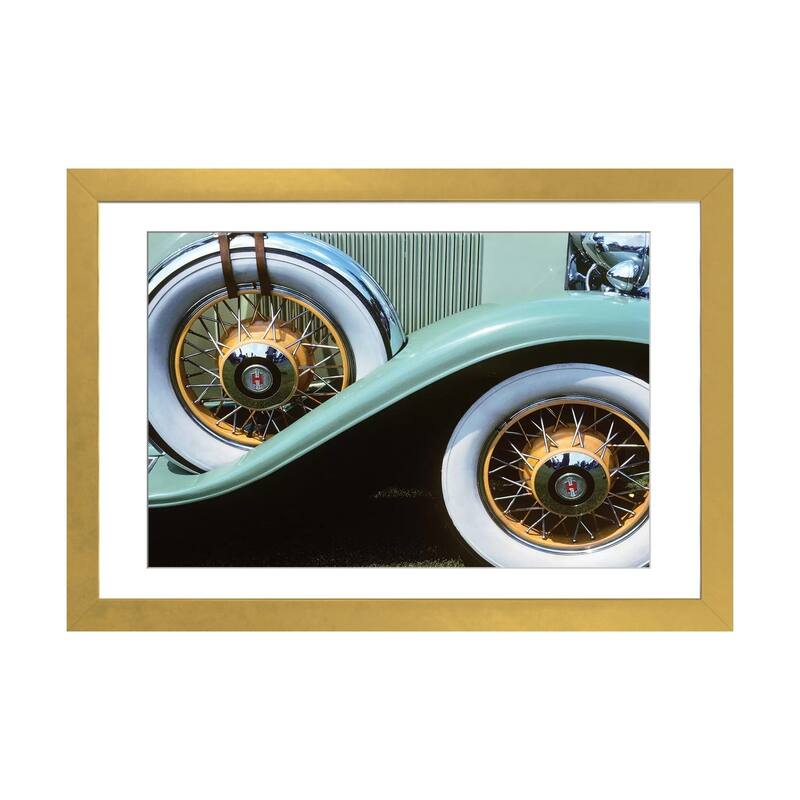 iCanvas "1920s-30s Front Wheel And Spare Tire On Aqua Green Antique